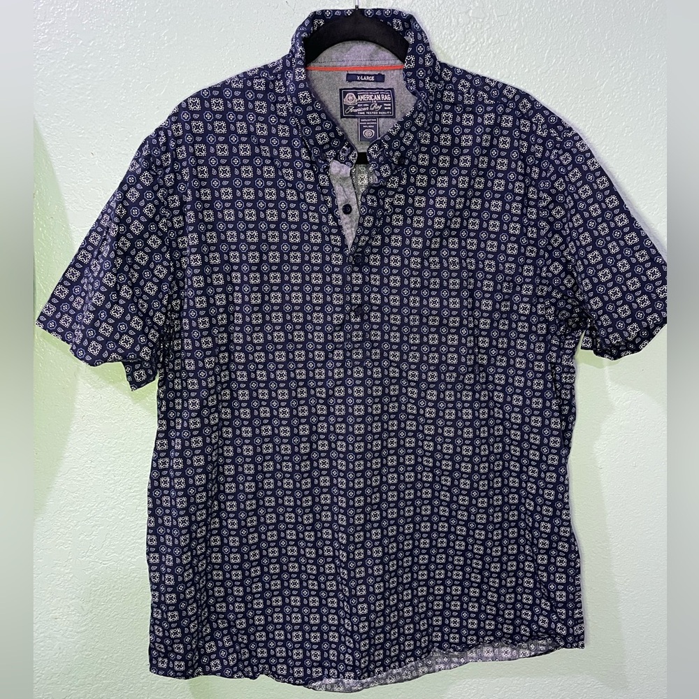 American Rag Blue Patterned Casual Shirt